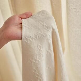 日式 棉麻民宿奶油色窗帘成品透光不透人卧室客厅阳台遮光面料纱帘