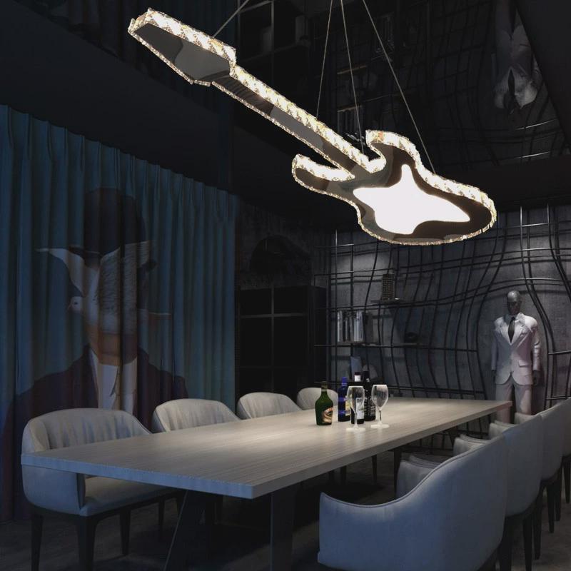 现代简约个性时尚餐厅吧台酒吧智能操控创意艺术led吉它水晶吊灯