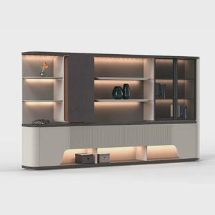 轻奢大气大班桌椅柜一套总裁办公室老板桌椅组合背景柜老板办公桌