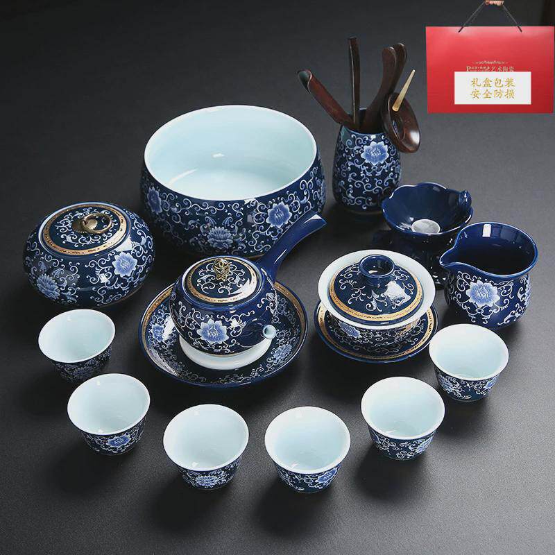 景德镇青花瓷茶具套装陶瓷工功夫茶具办公室用会客高端泡茶器茶杯