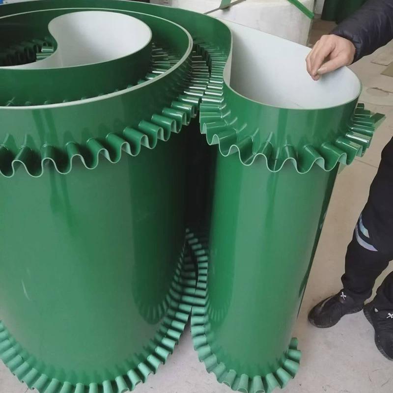 厂家供应流水线pvc裙边输送带工业皮带绿色输送带顷角爬坡输送带
