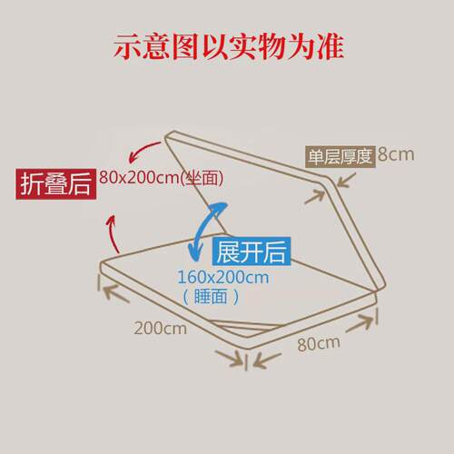 rkt4汉尼斯坐卧两用床垫80*200cm勒克椰棕沙发垫1.6m福折叠乳胶垫