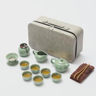 便携旅行茶具套装 家用户外简约中式 陶瓷茶壶茶杯功夫泡茶哥窑新款