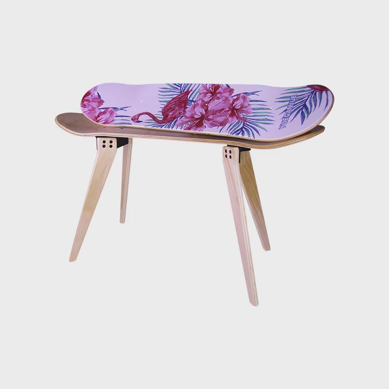 滑板凳子创意改造铁艺摆设造型金属组装diy滑板椅子原木双翘板