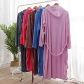 厂家logo家用超细纤维浴袍柔软吸水成人长款 系带浴袍美容院做现货