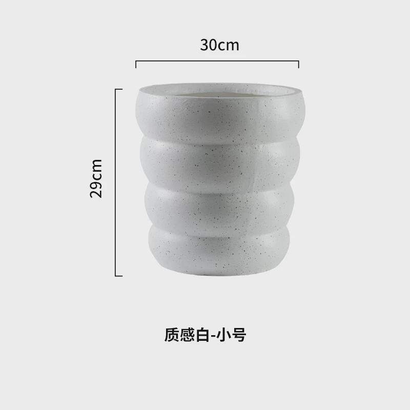 螺旋高纹款特大号镁泥花盆侘寂风仿水泥客厅阳台龟背竹尤加利种树