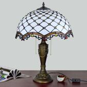 40CM地中海复古欧琈蒂凡尼彩色玻璃客厅餐厅卧室床头台灯白色灯