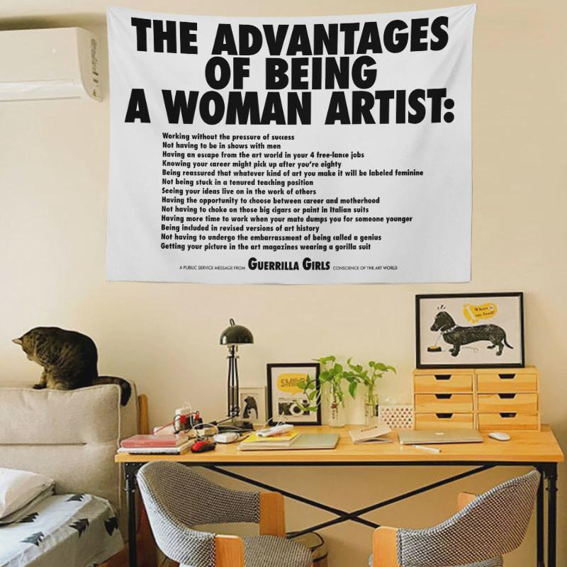 i9at女艺术家的独白小众房间装饰英文简约背景布挂布挂毯黑白床头