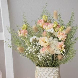 zz8n批发真花勿忘我风干洋桔梗干花束混搭自然花篮桌面摆件田园家