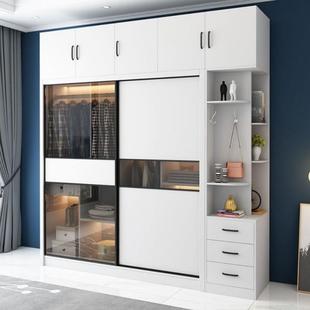 实木生态板衣柜推拉门厚背板杉木约左右滑门大衣柜衣橱