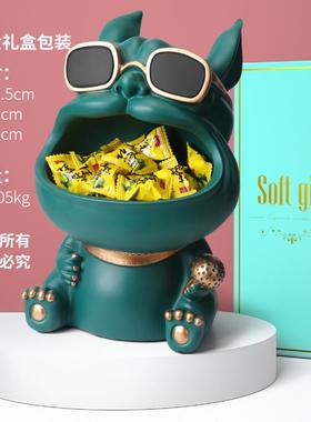 北欧ins风文具法斗托盘玄关摆件钥匙水果创意收纳托盘可爱斗牛犬