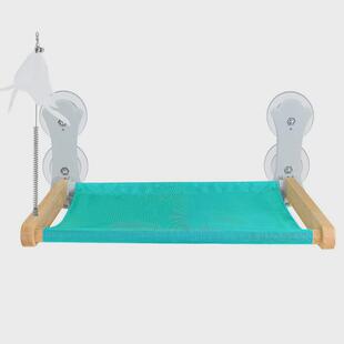 挂折叠窗户吸盘式实木猫吊床宠物双面新款床猫窝自带逗猫棒