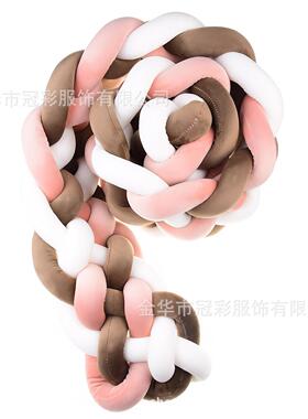 ins新款六股麻花辫床围编织长条打结球靠垫抱枕球儿童防撞条kont