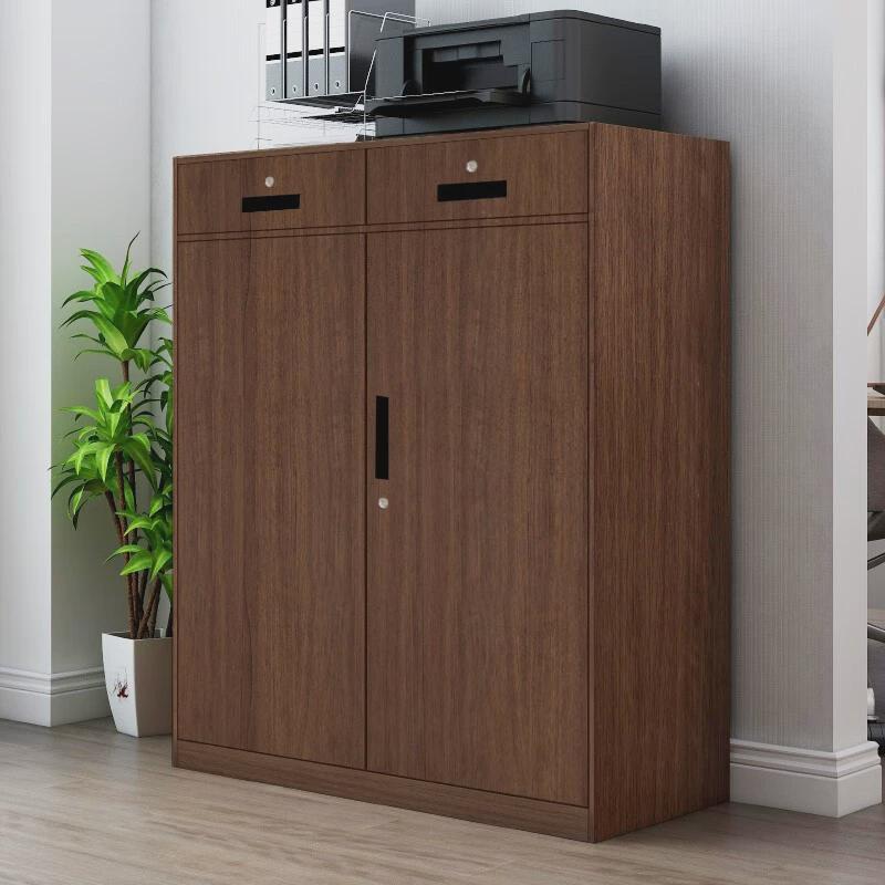 文件柜钢制铁皮柜矮柜资料档案柜带锁柜储物办公木纹书柜