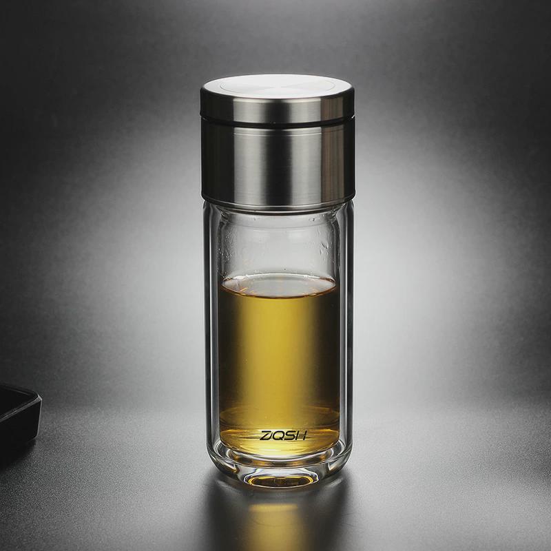 茶水分离带滤网耐热双层玻璃杯加厚便携时尚泡茶水杯子茶杯夏季大