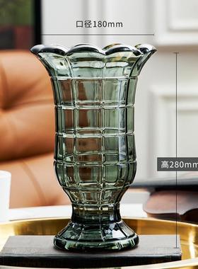 欧式castle浮雕城堡插花瓶彩色玻璃花器客厅台面复古工艺品摆件