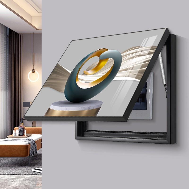 50*60高质感液压翻盖开关厂装饰画遮挡弱电箱电表箱盒挂画电闸盒