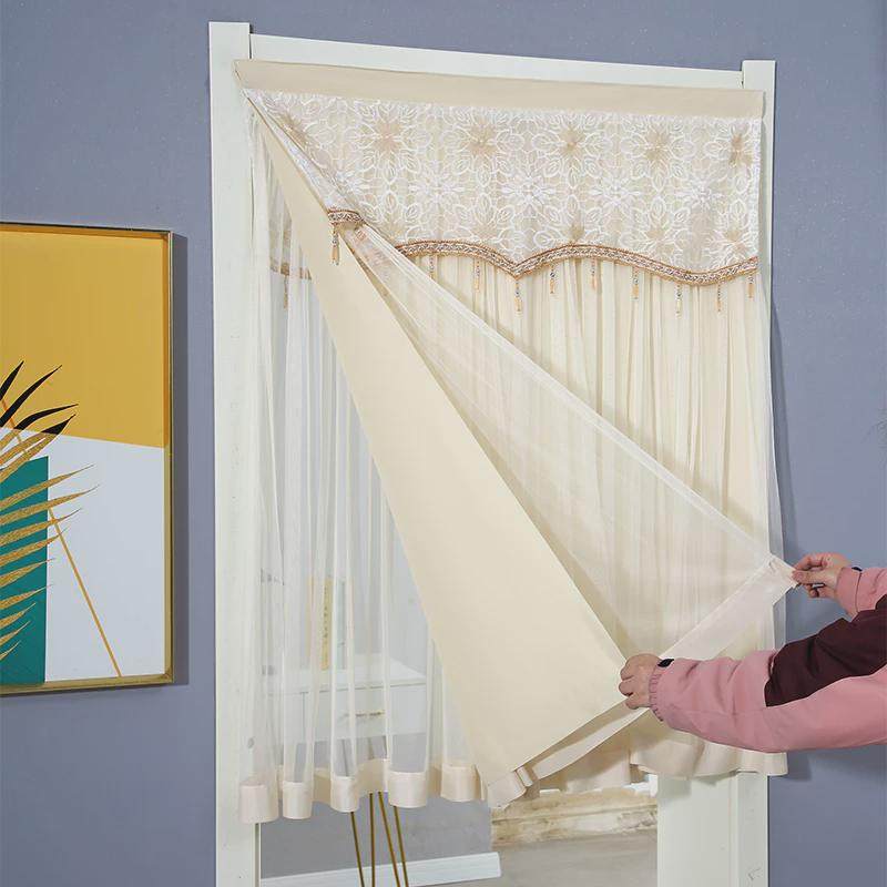 短门帘卧室厨房遮挡帘用免打孔蕾丝纱帘门帘隔断帘装饰不透帘子,居家布艺,窗纱,淘宝优惠券,粉丝福利购,淘宝优惠卷