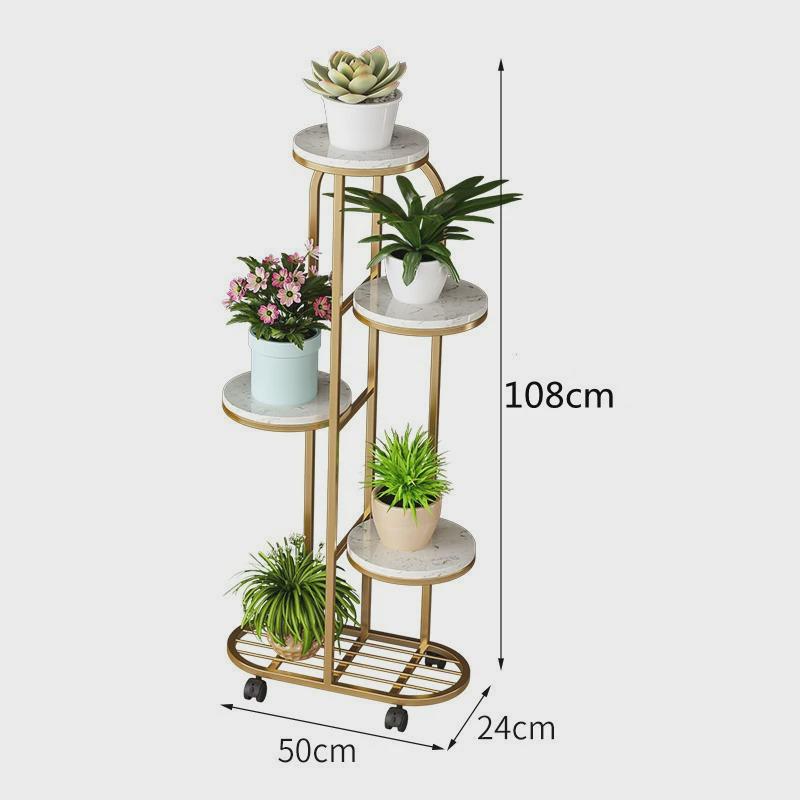 花架置物架客厅网红可移动带轮阳台轻奢落地式简约大理石花盆架子