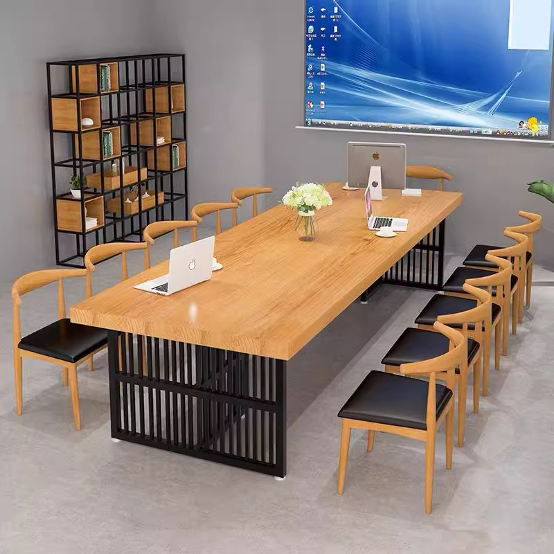 blloft实木办公桌桌子长桌原木大板长条桌长方形会议简约现代电脑