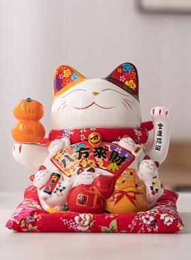 家居摇手招财猫摆件开业大小号店铺收银台陶瓷客厅礼品自动招手