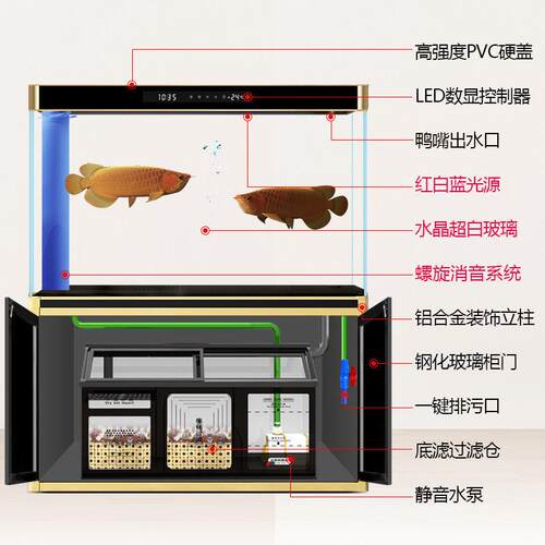 热销下过免家用玻璃超白鱼缸滤底滤龙鱼缸