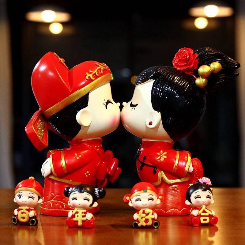 小摆件娃娃公仔迷你人爱情树结婚喜庆玩偶吊脚浪漫情侣新婚房