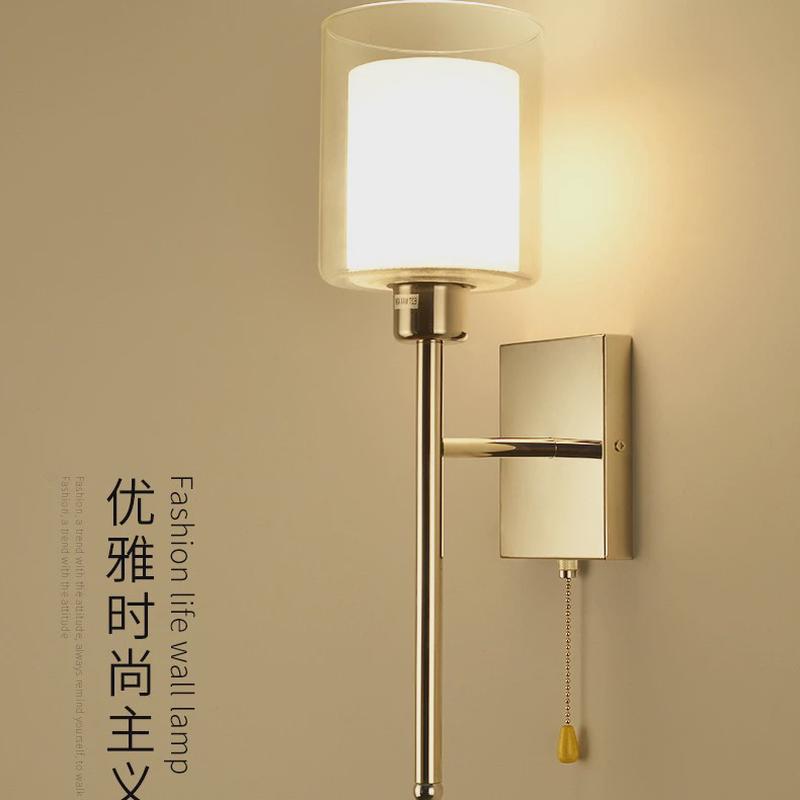 玻璃大气酒店客房床头壁灯带开关双层现代简约灯罩非标客房灯