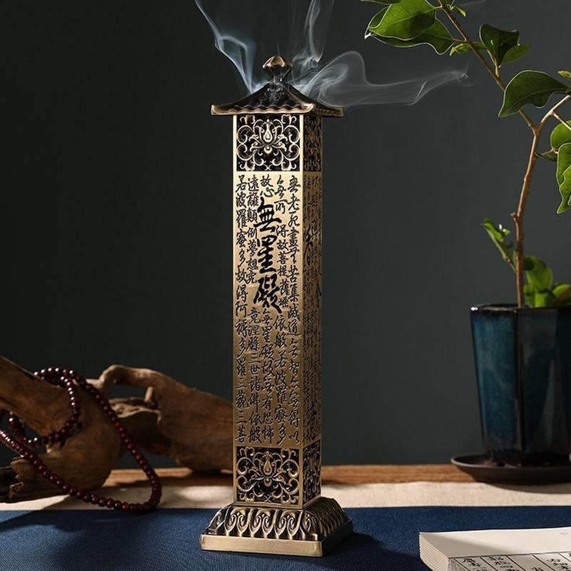 仿古铜合金线香炉香插室内茶道创意摆件立式线香炉心经檀香香炉,家居饰品,香薰炉,淘宝优惠券,粉丝福利购,淘宝优惠卷
