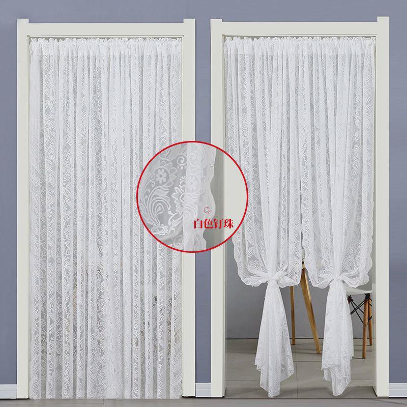 免打孔纱帘法式白色梦幻门帘窗帘法式奶油卧室厕所厨房帘送杆