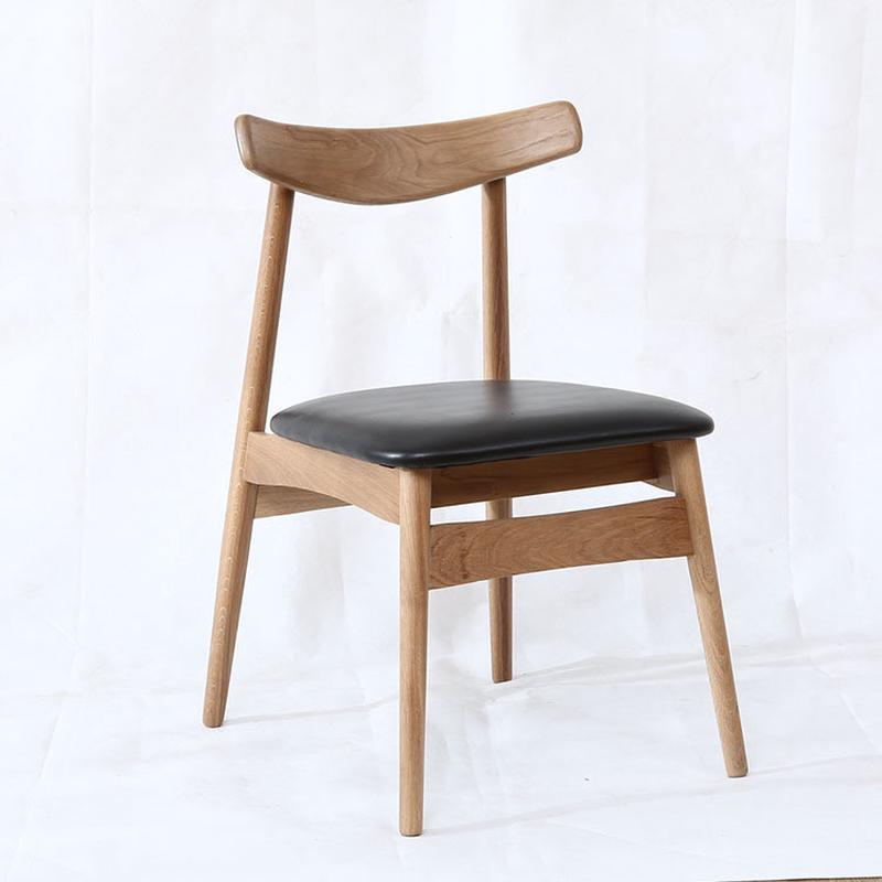 实木北欧椅子家用简约牛角椅餐椅餐厅休闲现代酒店酒吧厂家