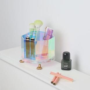 [空之喵喵]日式亚克力旋转化妆刷笔筒收纳盒桌面办公室杂物桶