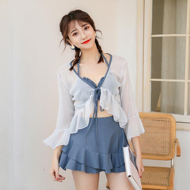 泳衣女士2024新款温泉网红风遮肉绝美仙显瘦高级感保守分体三件套