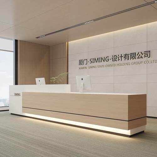 前台公司酒店简约现代物业服务台烤漆律所接待台大厅仿大理石吧台