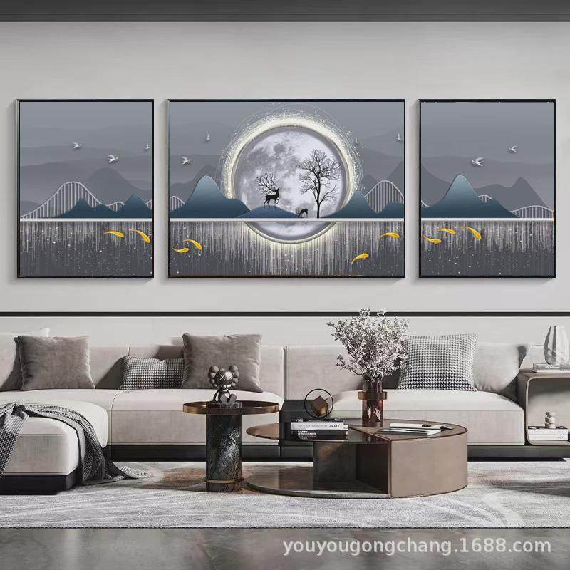 福禄双全壁画三联画福现代大气寓意好客厅装饰画沙发背景墙挂画,家居饰品,现代装饰画,淘宝优惠券,粉丝福利购,淘宝优惠卷