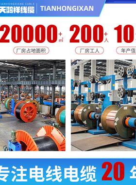 厂家批发天鸿芯线家装无氧铜祥rvv阻燃3*4平方电线电缆