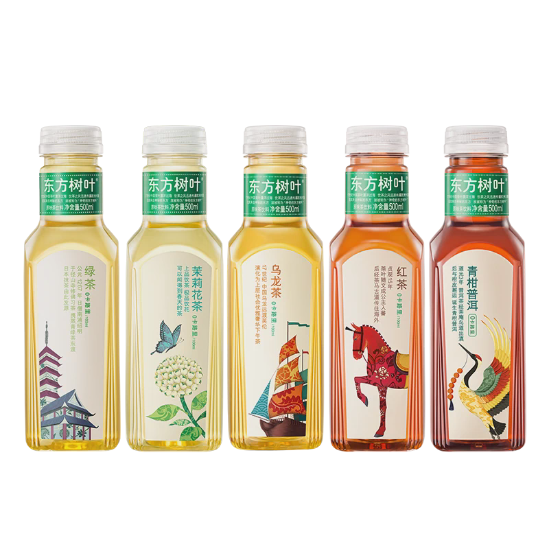 新日期农夫山泉东方树叶红茶绿茶茉莉花茶乌龙茶500ml*3瓶装无糖
