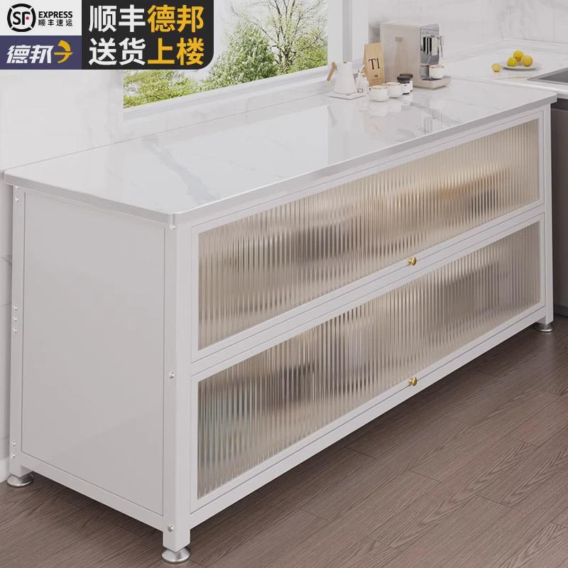 岩板厨房置物架落地多层收纳柜多功能微波炉烤箱餐边碗柜储物柜子