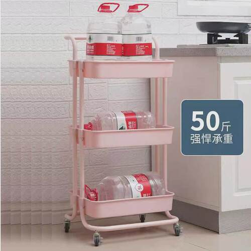 落地多层小推车置物架家用厨房浴室卫生间置物架可移动铁艺收纳架