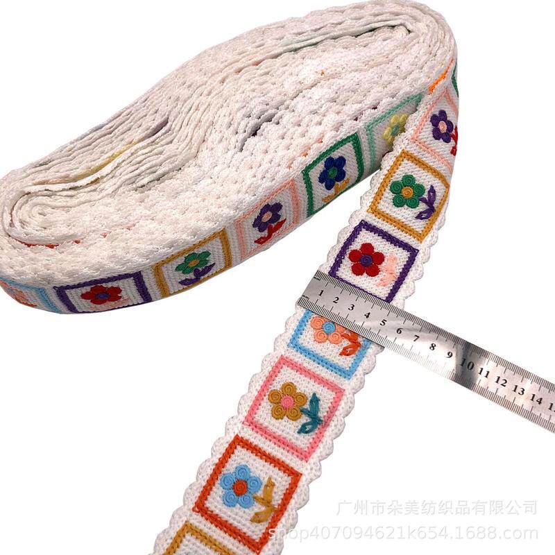 服装辅料机织涤纶材质仿手钩花边日韩风格新款帽子箱包配饰