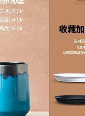 景德镇北欧花瓶创意现代落地简约轻奢家用客厅陶瓷大口径花盆组合