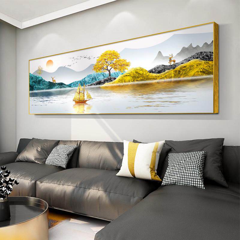 客厅装饰画一整幅福禄金山电视沙发背景墙挂画办公室山水风景墙画