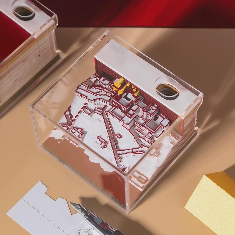 商务礼品立体便签本布达拉宫纸砖文创纪念品纸雕模型3d便签纸