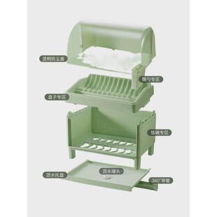 家用碗柜厨房多功能放碗筷沥水收纳盒带盖防虫装碗盘碟置物架大号