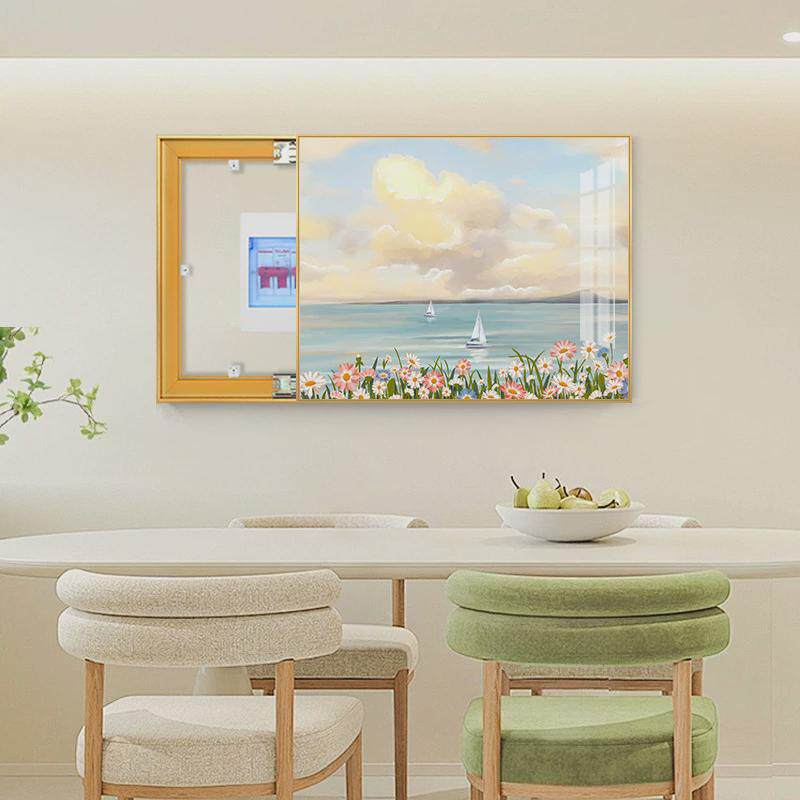 电表箱装饰画现代简约电闸箱配电箱遮挡挂画海景免打孔电表盒壁画
