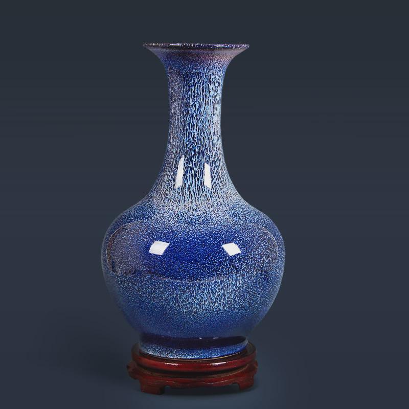 景德镇客厅创意蓝色花瓶干插花摆件家居装饰品陶瓷器酒柜大号摆设