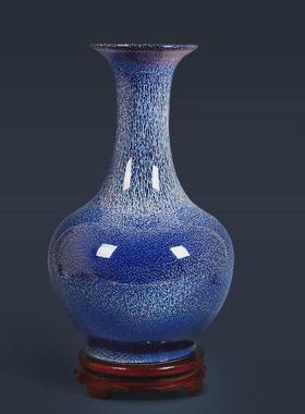 景德镇客厅创意蓝色花瓶干插花摆件家居装饰品陶瓷器酒柜大号摆设