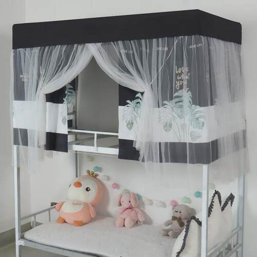 学生宿舍床帘蚊帐一体式带支架上下铺遮光帘男女生单人床幔套装