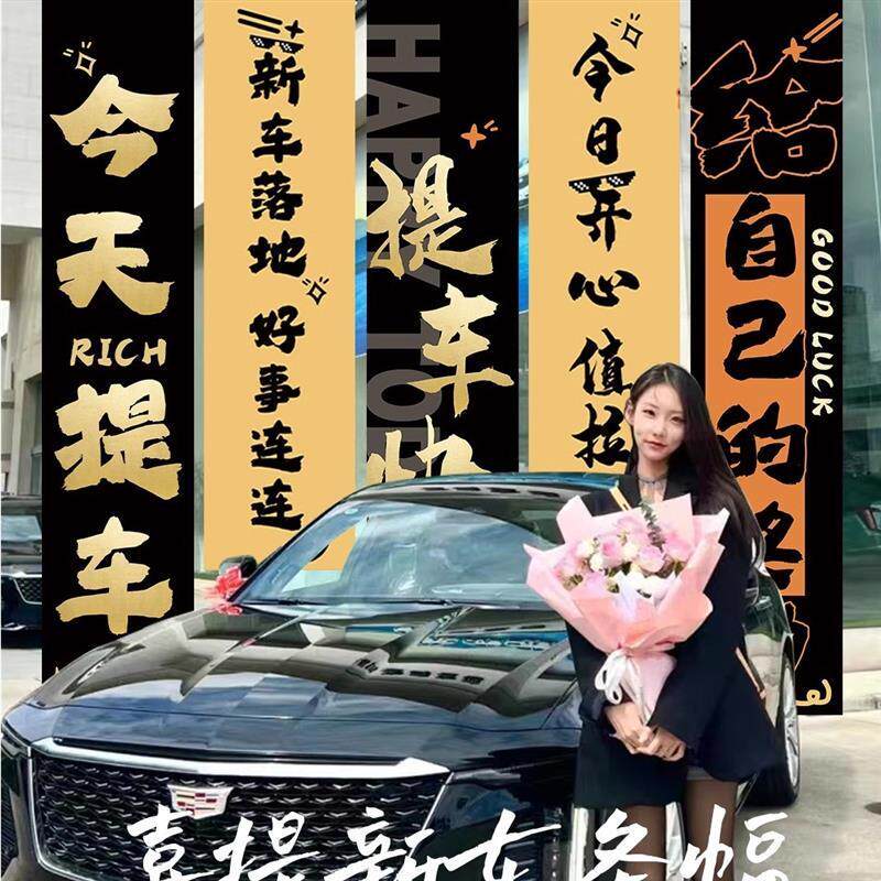 挂布提新车创意条幅挂布4s店庆祝提车喜车主拍照背景场景布置厂家