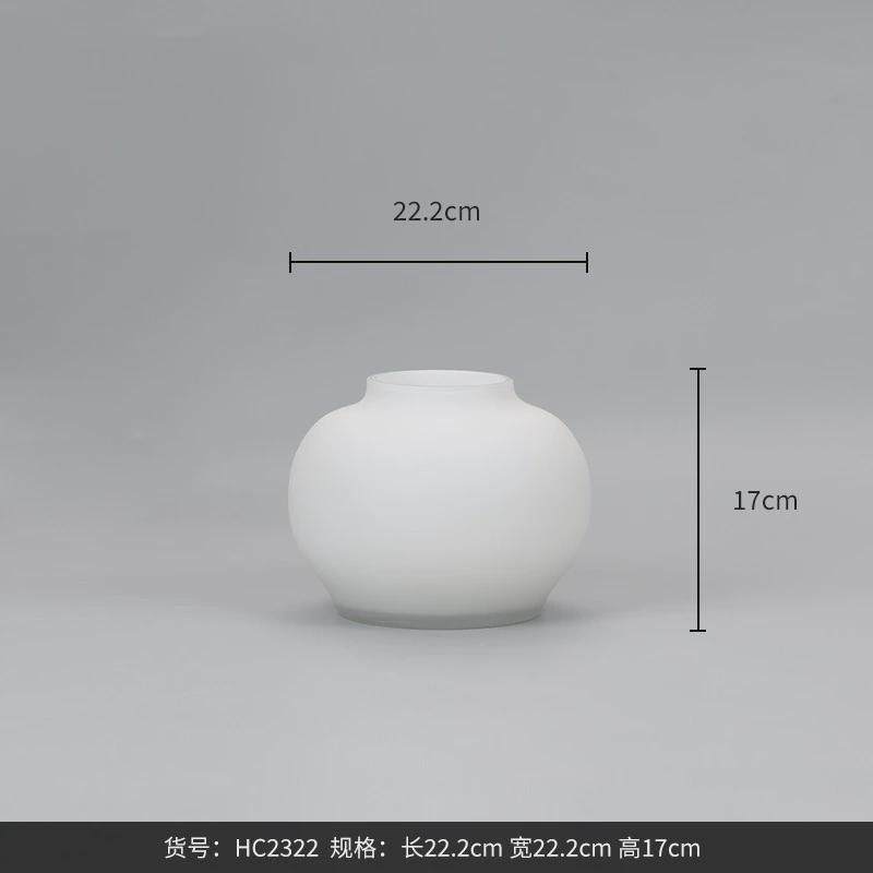 bestwest形日式本白色磨砂葫芦简约玻璃花瓶摆件家居装饰品花器
